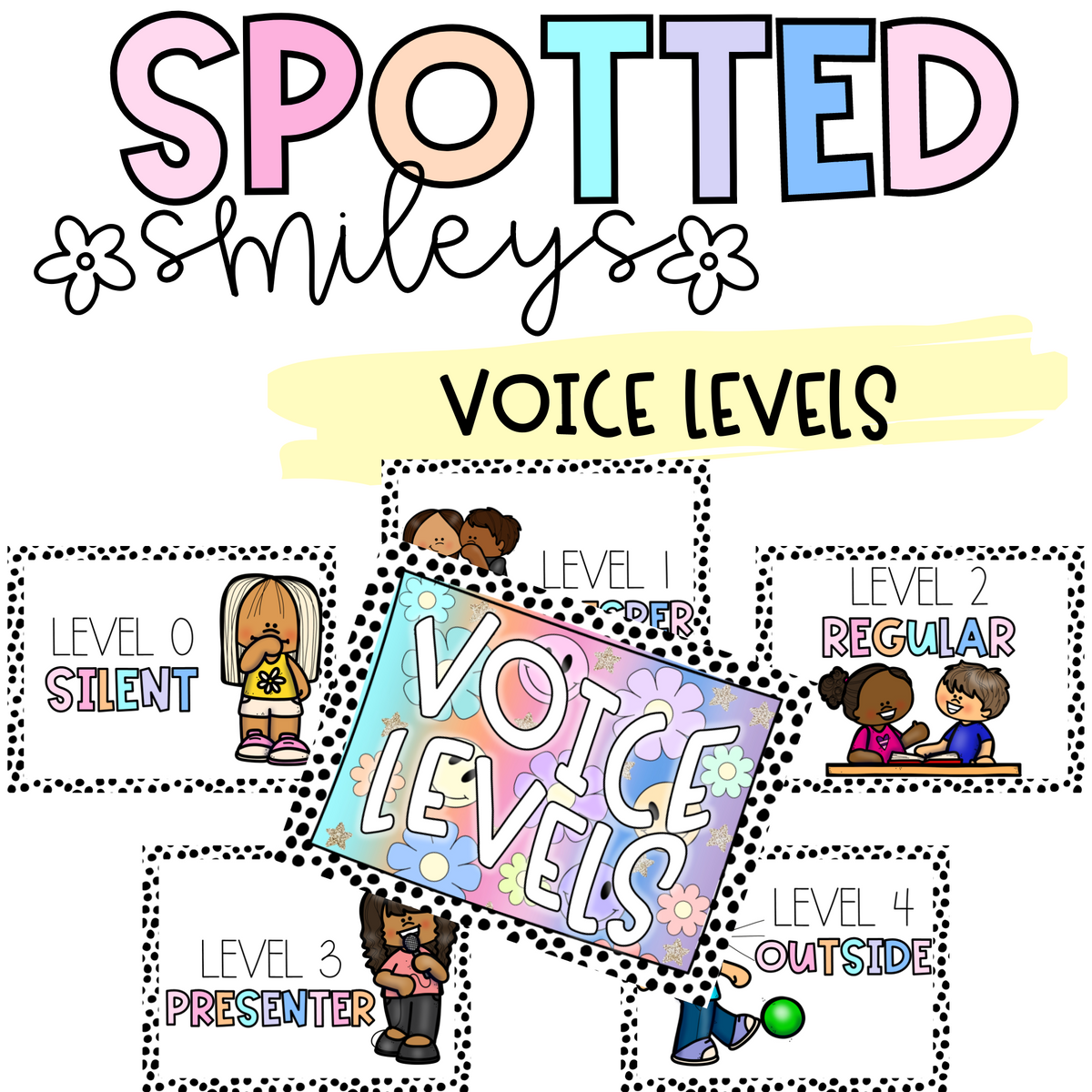 Voice Level Posters | SPOTTED SMILEYS | DIGITAL DOWNLOAD – Teaching Takes Passion voice-level-posters-spotted-smileys-digital-download-teaching-takes-passion