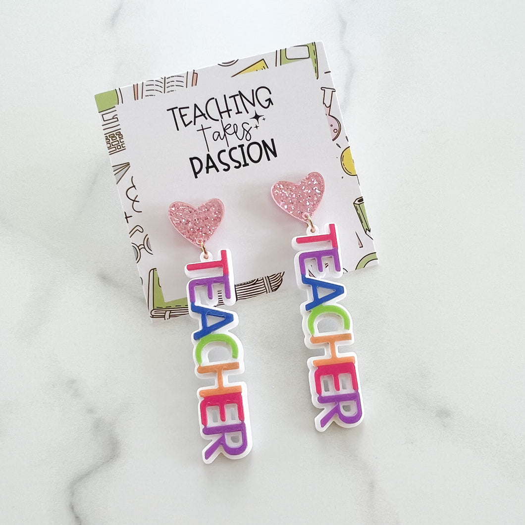 Rainbow Teacher Earrings