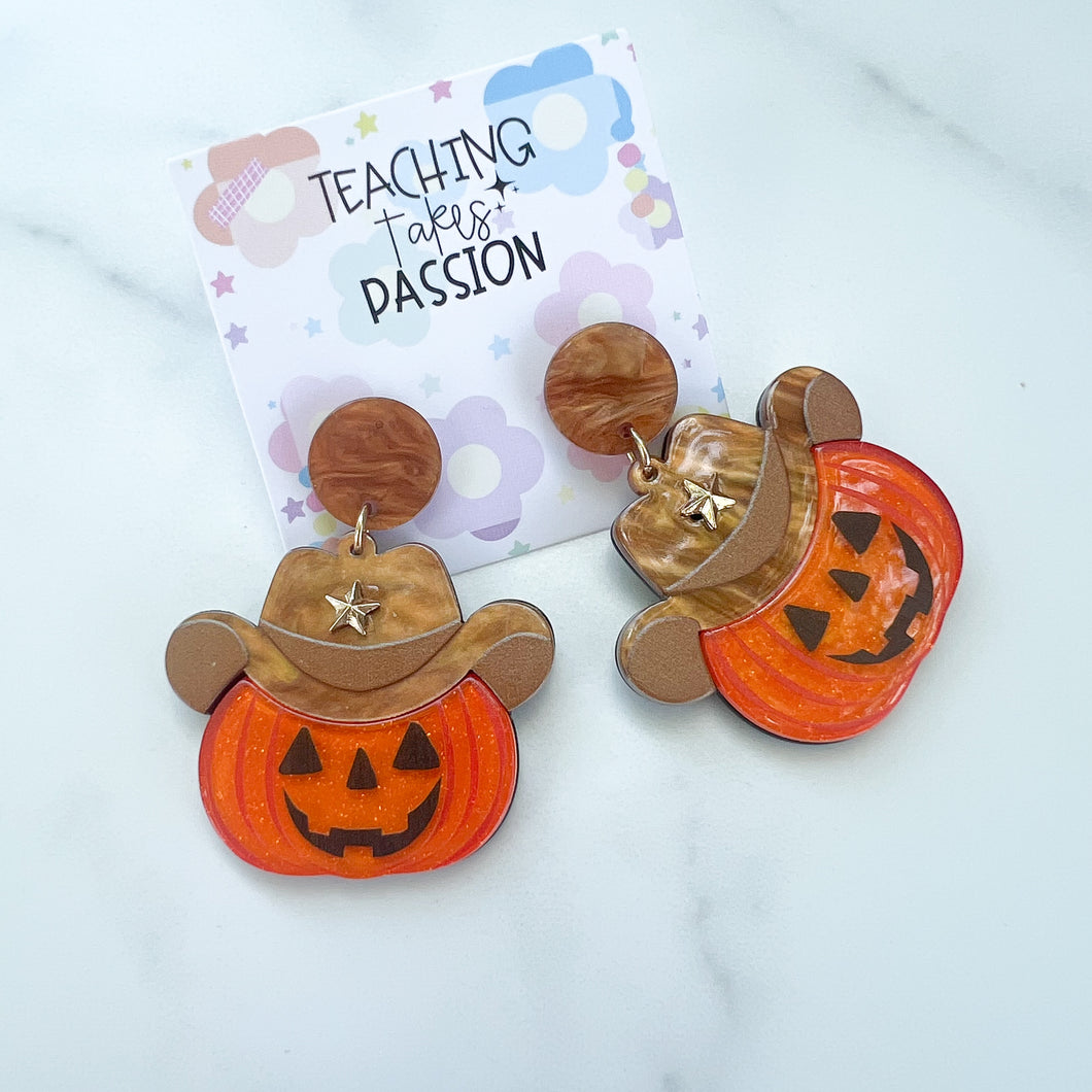 Cowboy Pumpkin Earrings