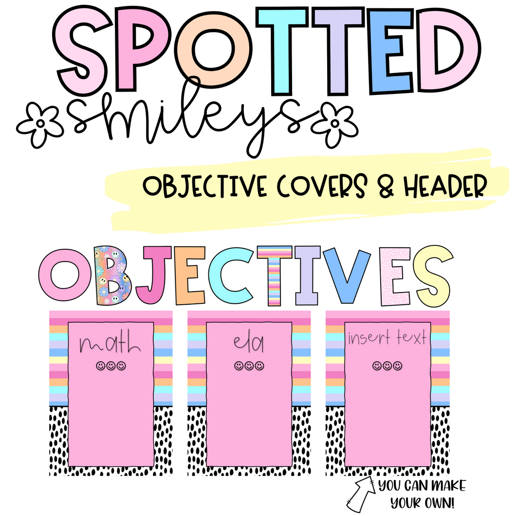 Objective Covers & Header | SPOTTED SMILEYS | DIGITAL DOWNLOAD