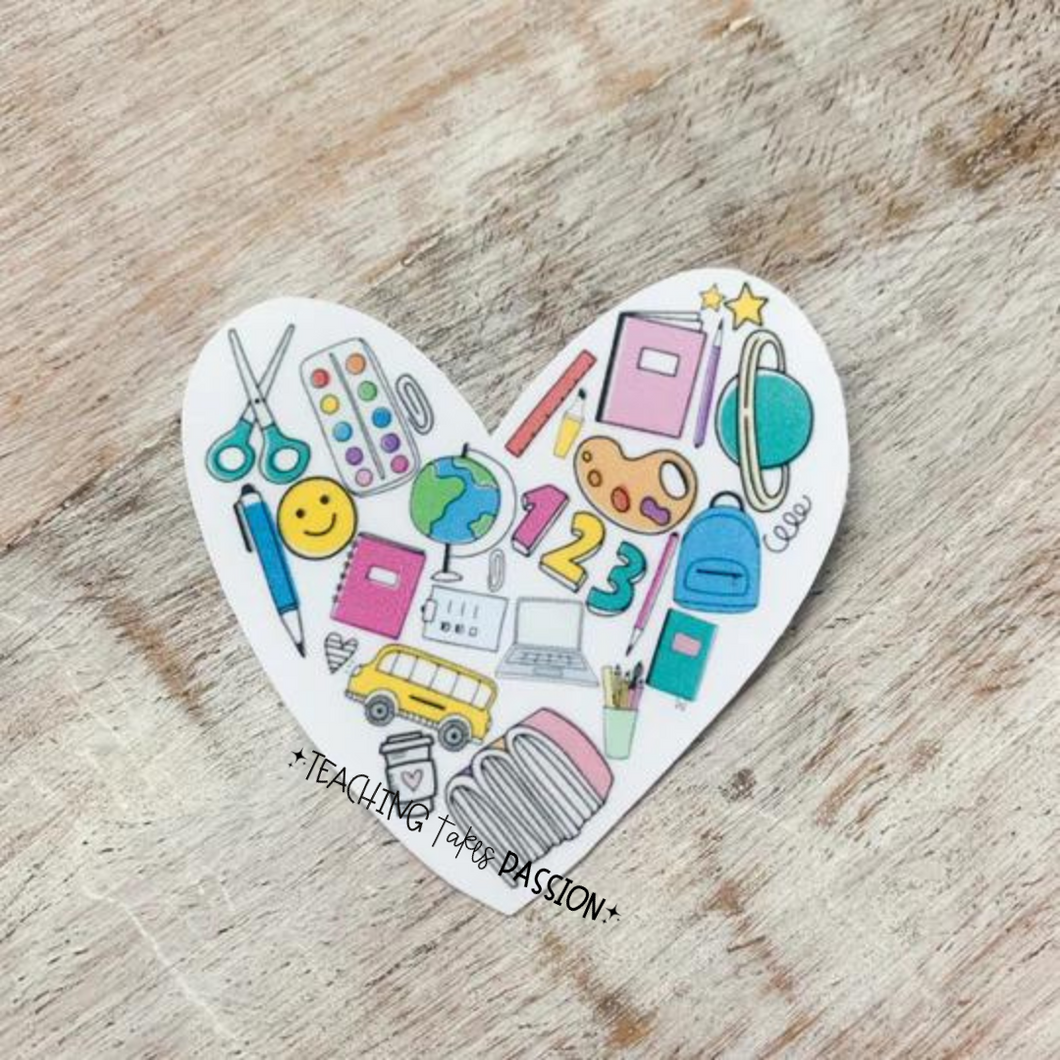 School Supplies Heart Sticker