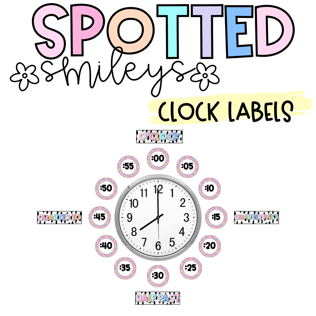 Clock Labels | SPOTTED SMILEYS | DIGITAL DOWNLOAD