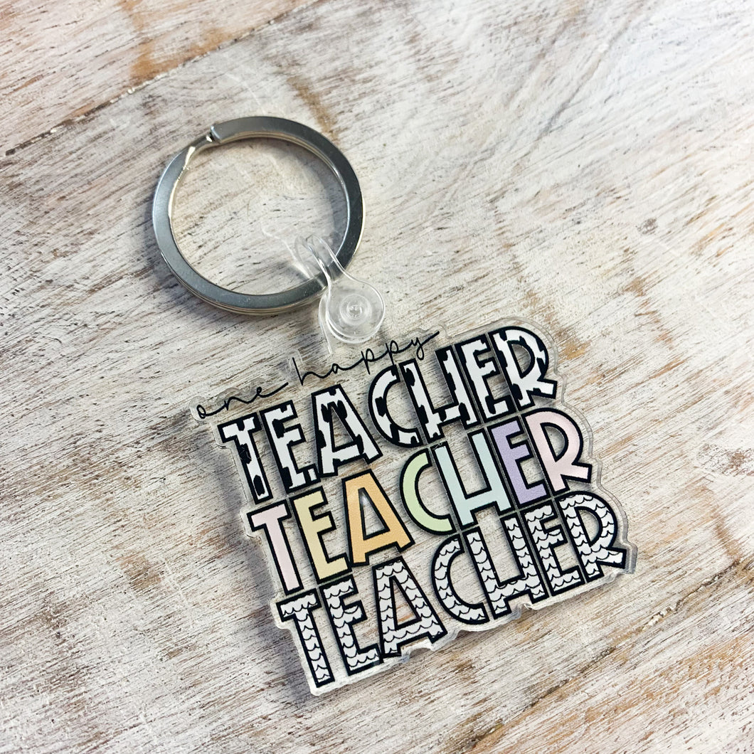 One Happy Teacher Keychain