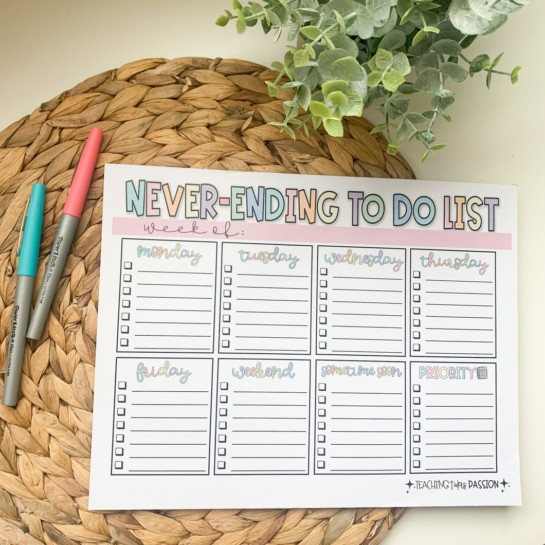Never Ending To-Do List Notepad