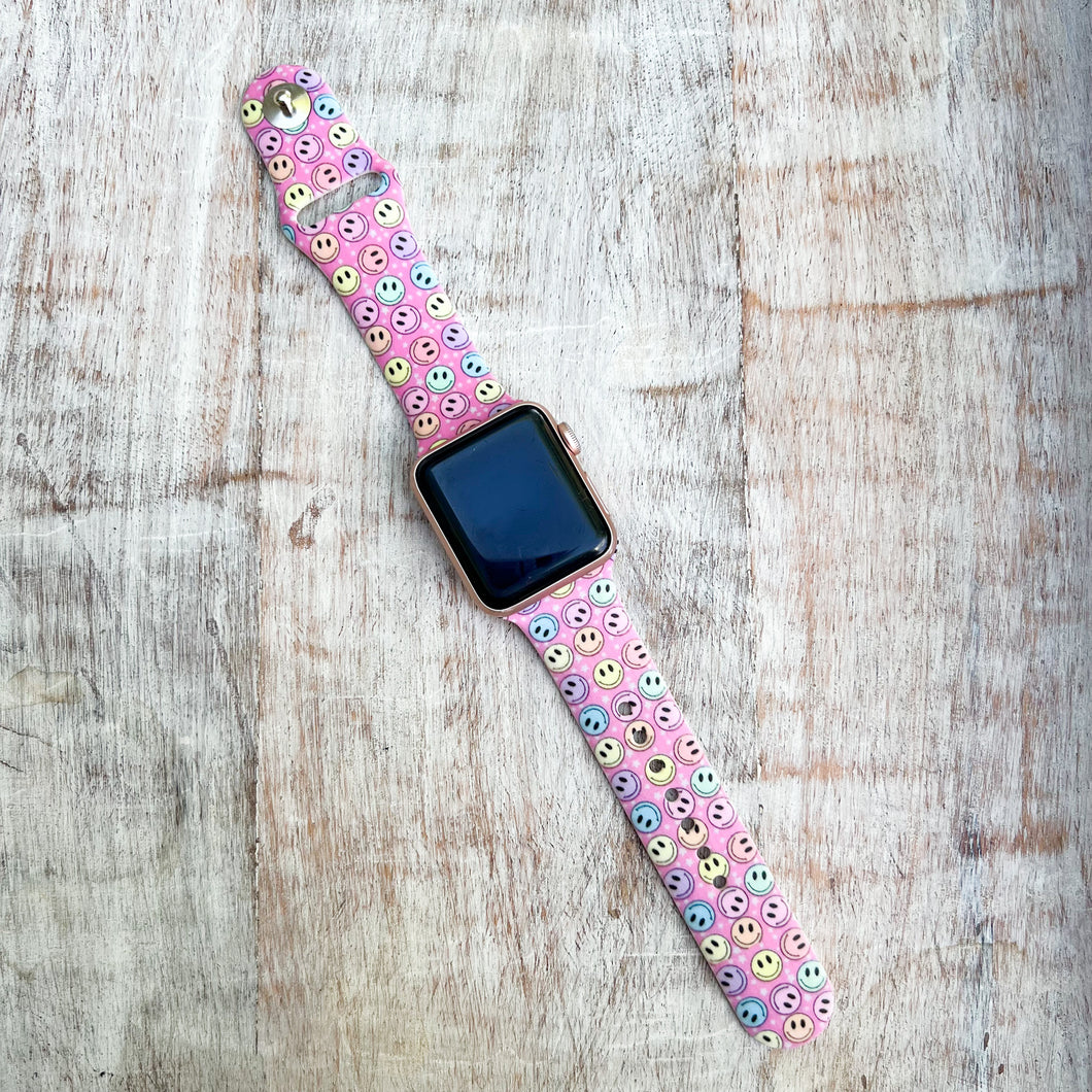Pink Smileys Watch Band