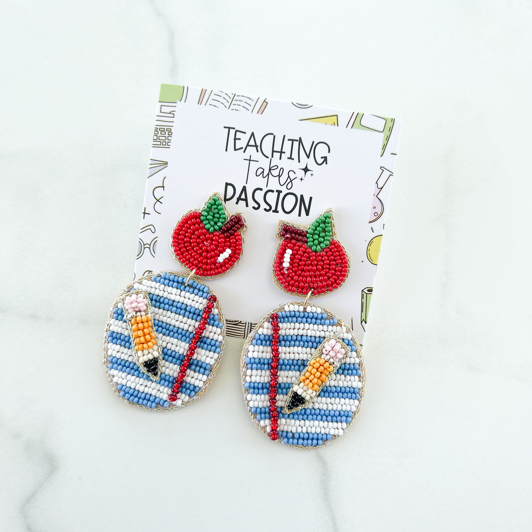 Apple Notebook Beaded Earrings