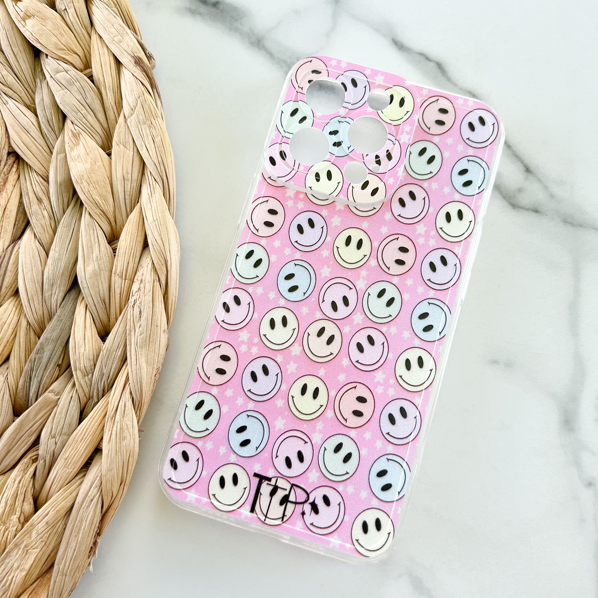 Pink Smiley Faces iPhone Case 