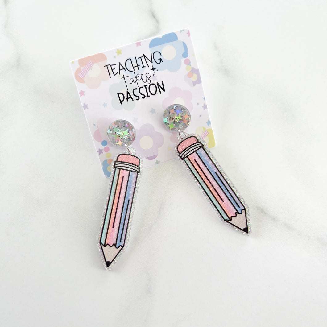 Rainbow Pencil Earrings