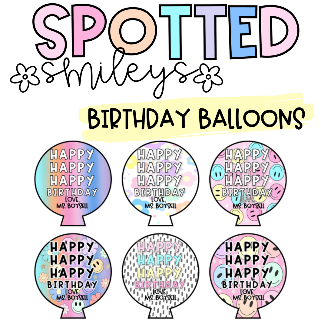Birthday Balloons | SPOTTED SMILEYS | DIGITAL DOWNLOAD