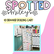 Load image into Gallery viewer, 10 Drawer Rolling Cart Labels | SPOTTED SMILEYS | DIGITAL DOWNLOAD

