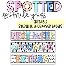 Load image into Gallery viewer, 3 Drawer Sterilite Labels | SPOTTED SMILEYS | DIGITAL DOWNLOAD
