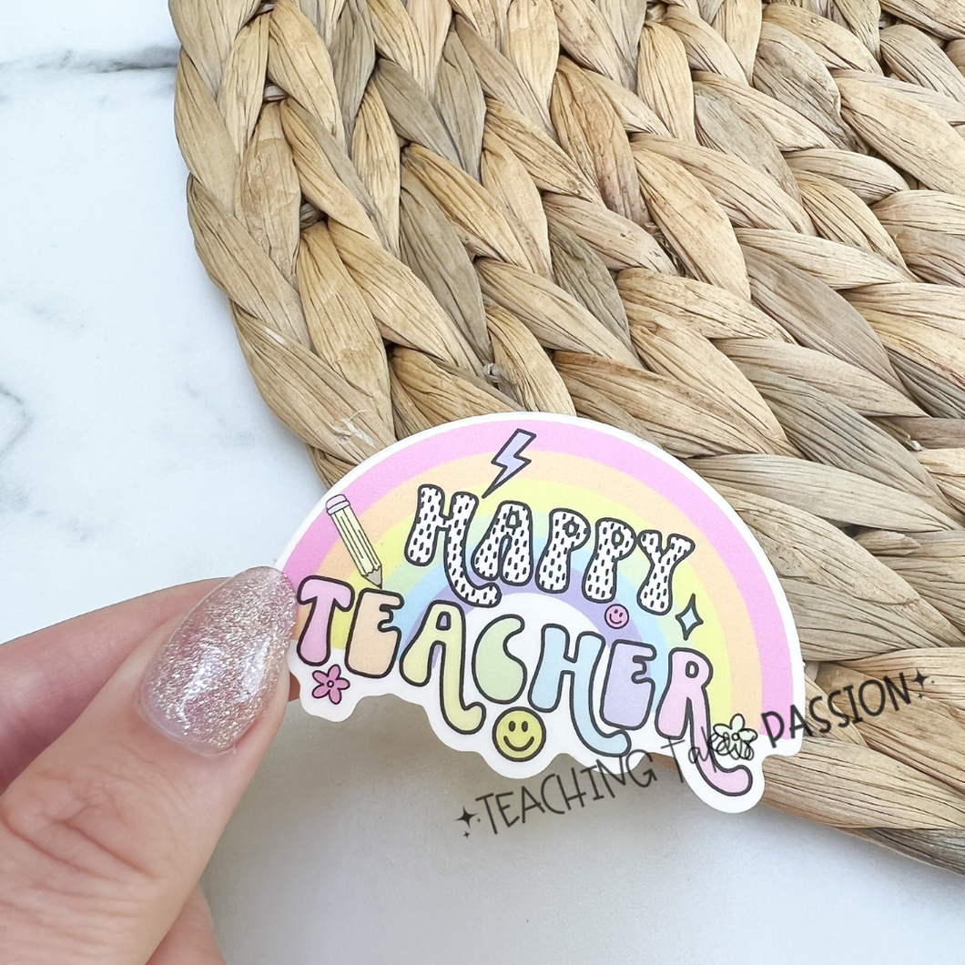 Happy Teacher Rainbow Sticker