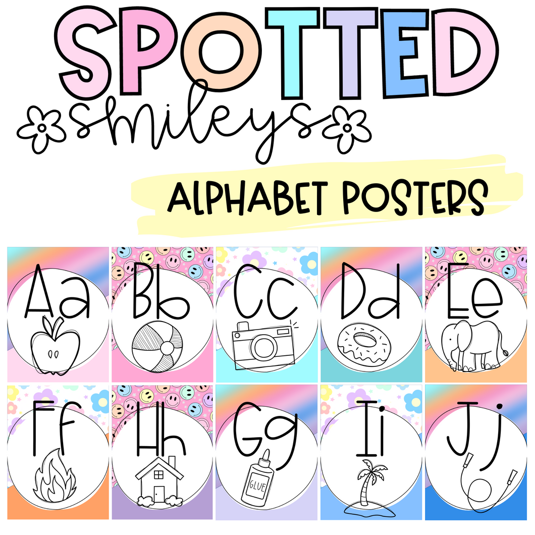Printed Alphabet Posters | SPOTTED SMILEYS | DIGITAL DOWNLOAD