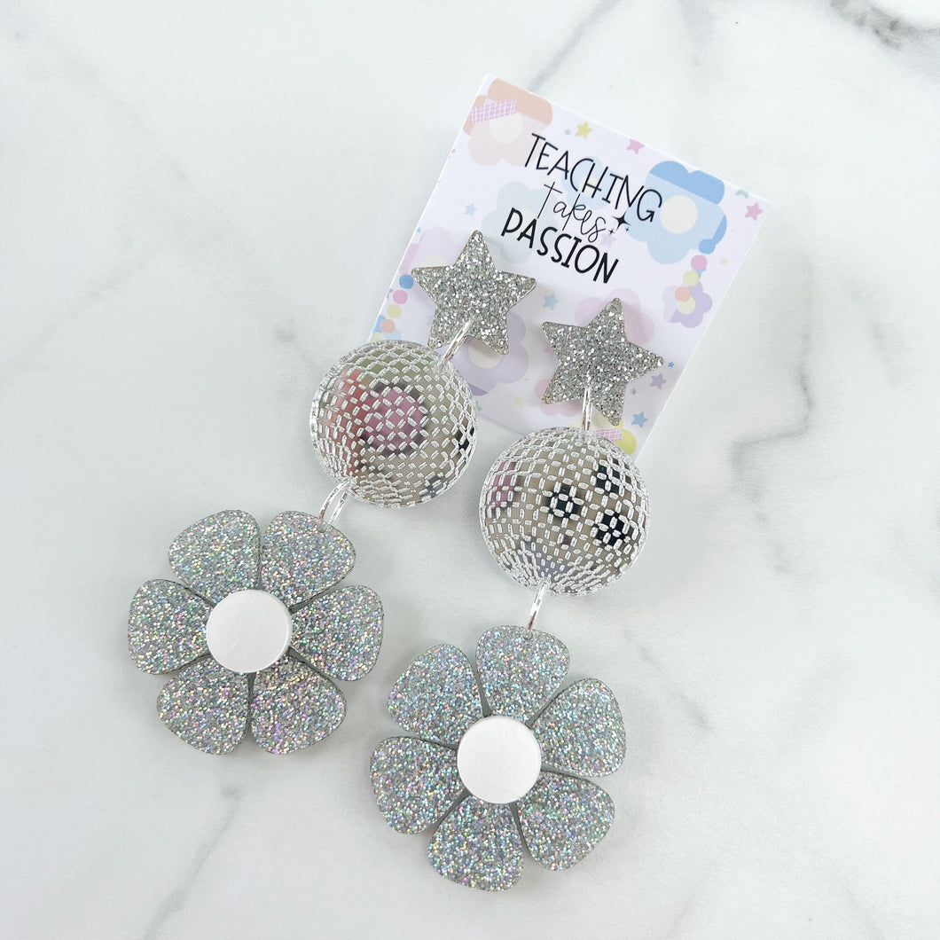 Star-Disco-Flower Earrings